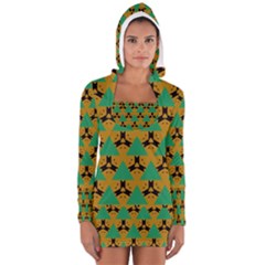 Triangles And Other Shapes Pattern        Women s Long Sleeve Hooded T-shirt