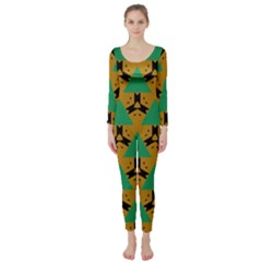 Triangles And Other Shapes Pattern         Long Sleeve Catsuit