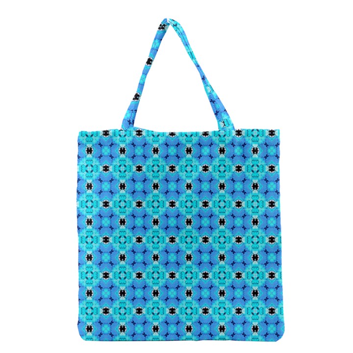 Vibrant Modern Abstract Lattice Aqua Blue Quilt Grocery Tote Bag