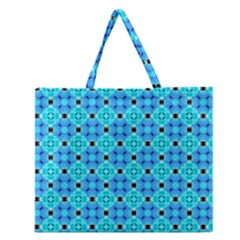 Vibrant Modern Abstract Lattice Aqua Blue Quilt Zipper Large Tote Bag by DianeClancy