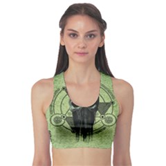 Awesome Green Skull Sports Bra