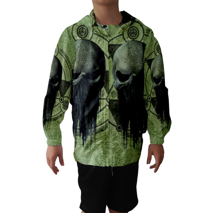 Awesome Green Skull Hooded Wind Breaker (Kids)