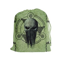 Awesome Green Skull Drawstring Pouches (extra Large)