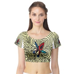 Bee Hive Short Sleeve Crop Top (tight Fit)