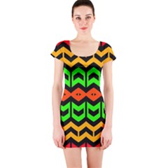 Rhombus And Other Shapes Pattern             Short Sleeve Bodycon Dress