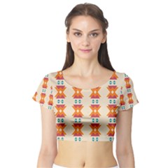 Triangles Tribal Pattern              Short Sleeve Crop Top by LalyLauraFLM