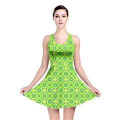 Vibrant Abstract Tropical Lime Foliage Lattice Reversible Skater Dress by DianeClancy