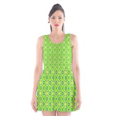 Vibrant Abstract Tropical Lime Foliage Lattice Scoop Neck Skater Dress by DianeClancy