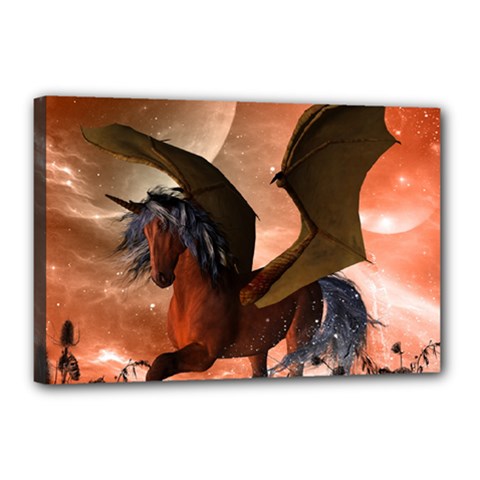 Wonderful Dark Unicorn In The Night Canvas 18  X 12  by FantasyWorld7