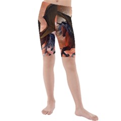 Wonderful Dark Unicorn In The Night Kid s Mid Length Swim Shorts