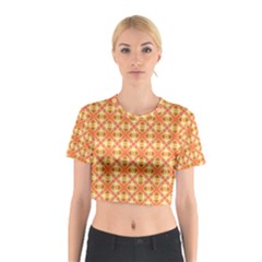 Peach Pineapple Abstract Circles Arches Cotton Crop Top by DianeClancy