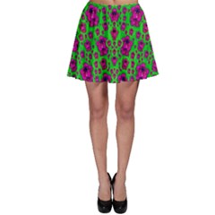 Fantasy Valentine In Floral Love And Peace Time Skater Skirt by pepitasart