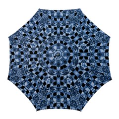 Indigo Check Ornate Print Golf Umbrellas