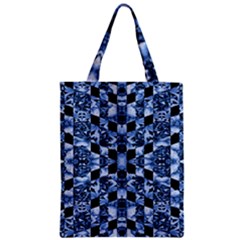 Indigo Check Ornate Print Zipper Classic Tote Bag by dflcprints