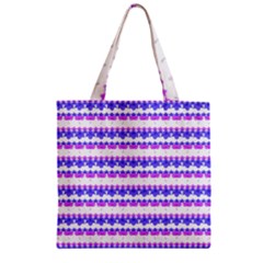 Floral Stripes Pattern Zipper Grocery Tote Bag