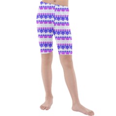 Floral Stripes Pattern Print Kid s Mid Length Swim Shorts