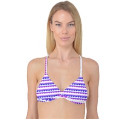 Floral Stripes Pattern Print Reversible Tri Bikini Top