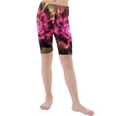 Red Peony Kid s Mid Length Swim Shorts