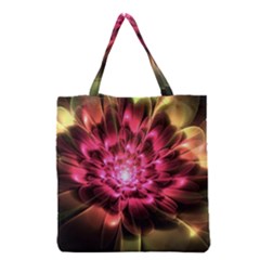 Red Peony Grocery Tote Bag by Delasel