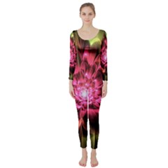 Red Peony Long Sleeve Catsuit