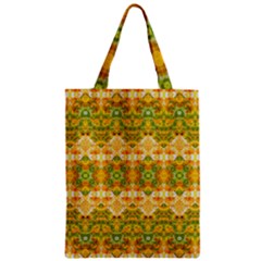 Boho Stylized Floral Stripes Zipper Classic Tote Bag