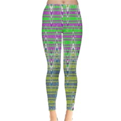 Colorful Zigzag Pattern Leggings  by BrightVibesDesign