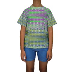 Colorful Zigzag Pattern Kid s Short Sleeve Swimwear