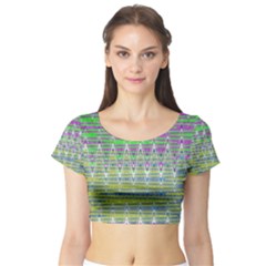 Colorful Zigzag Pattern Short Sleeve Crop Top (tight Fit)