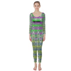 Colorful Zigzag Pattern Long Sleeve Catsuit