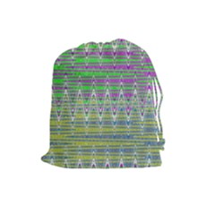 Colorful Zigzag Pattern Drawstring Pouches (large)  by BrightVibesDesign