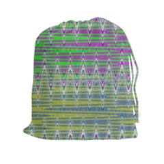 Colorful Zigzag Pattern Drawstring Pouches (xxl) by BrightVibesDesign