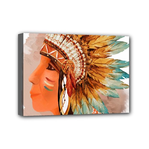 Native American Young Indian Shief Mini Canvas 7  X 5  by TastefulDesigns