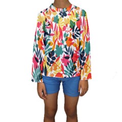 Seamless Autumn Leaves Pattern  Kid s Long Sleeve Swimwear