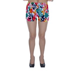 Seamless Autumn Leaves Pattern  Skinny Shorts