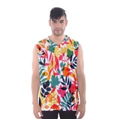 Seamless Autumn Leaves Pattern  Men s Basketball Tank Top