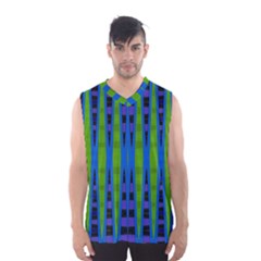 Blue Green Geometric Men s Basketball Tank Top