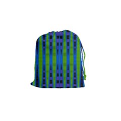 Blue Green Geometric Drawstring Pouches (small) 