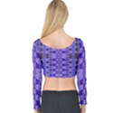 Blue Black Geometric Pattern Long Sleeve Crop Top View2