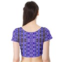 Blue Black Geometric Pattern Short Sleeve Crop Top (Tight Fit) View2