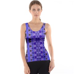 Blue Black Geometric Pattern Tank Top