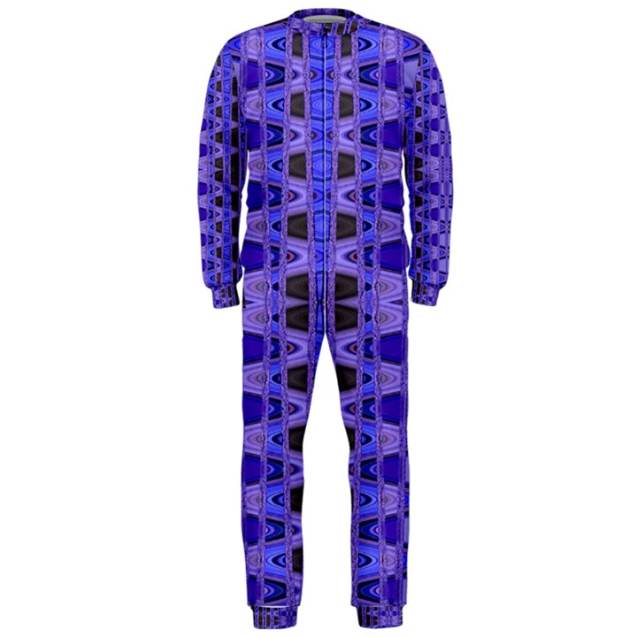 Blue Black Geometric Pattern OnePiece Jumpsuit (Men) 