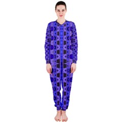 Blue Black Geometric Pattern Onepiece Jumpsuit (ladies)  by BrightVibesDesign