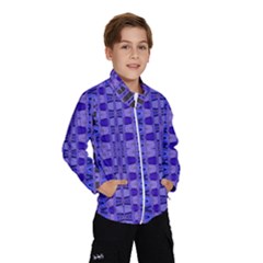 Blue Black Geometric Pattern Wind Breaker (kids) by BrightVibesDesign