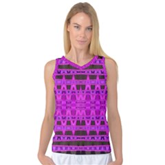 Bright Pink Black Geometric Pattern Women s Basketball Tank Top