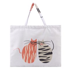 Two Lovely Cats   Zipper Large Tote Bag