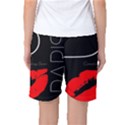 Greetings From Paris 1500 1500 Red Lipstick Kiss Black Postcard Design Women s Basketball Shorts View2