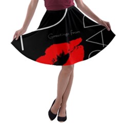 Greetings From Paris 1500 1500 Red Lipstick Kiss Black Postcard Design A-line Skater Skirt by yoursparklingshop