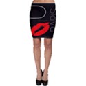 Greetings From Paris Red Lipstick Kiss Black Postcard Bodycon Skirts View1