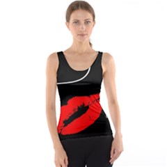 Greetings From Paris Red Lipstick Kiss Black Postcard Tank Top by yoursparklingshop