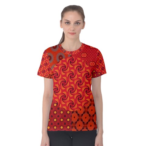 Throwback African Collage Print Women s Cotton Tee by TCH01